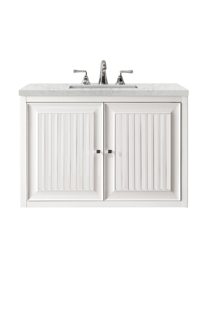 James Martin - Athens 30" Single Vanity, Glossy White w/ 3 CM Eternal Jasmine Pearl Silestone Top - E645-V30-GW-3EJP view 2