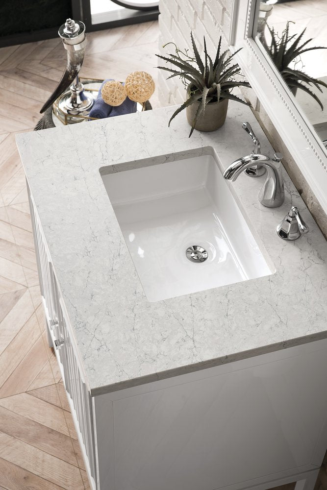 James Martin - Athens 30" Single Vanity, Glossy White w/ 3 CM Eternal Jasmine Pearl Silestone Top - E645-V30-GW-3EJP view 4