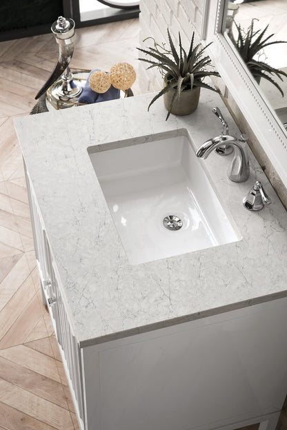 James Martin - Athens 30" Single Vanity, Glossy White w/ 3 CM Eternal Jasmine Pearl Silestone Top - E645-V30-GW-3EJP view 4