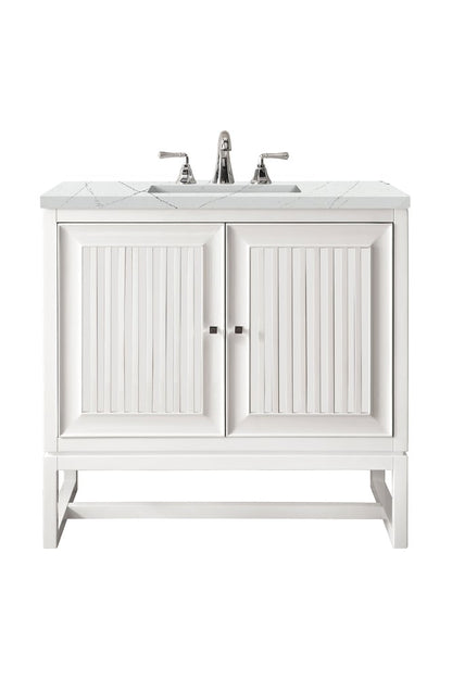 James Martin - Athens 30" Single Vanity, Glossy White w/ 3 CM Ethereal Noctis Top - E645-V30-GW-3ENC view 1