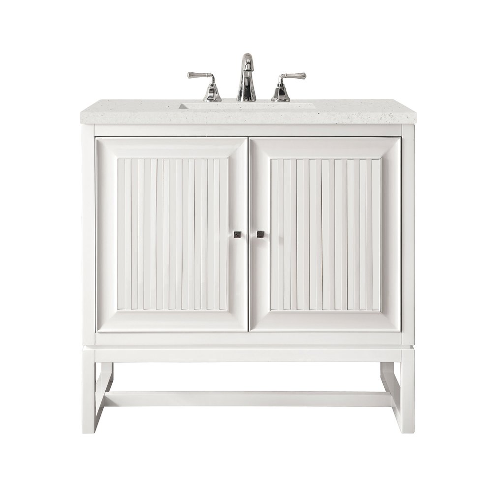 James Martin - Athens 30" Single Vanity, Glossy White w/ 3 CM Lime Delight Silestone Top - E645-V30-GW-3LDL view 1