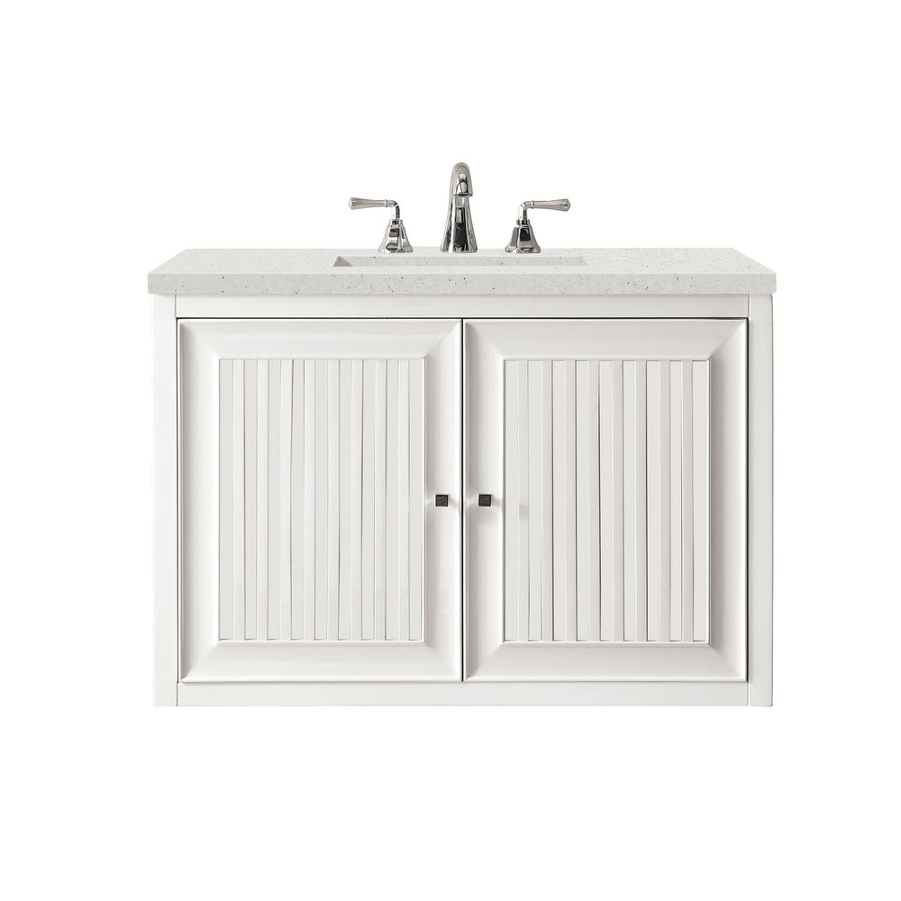 James Martin - Athens 30" Single Vanity, Glossy White w/ 3 CM Lime Delight Silestone Top - E645-V30-GW-3LDL view 2