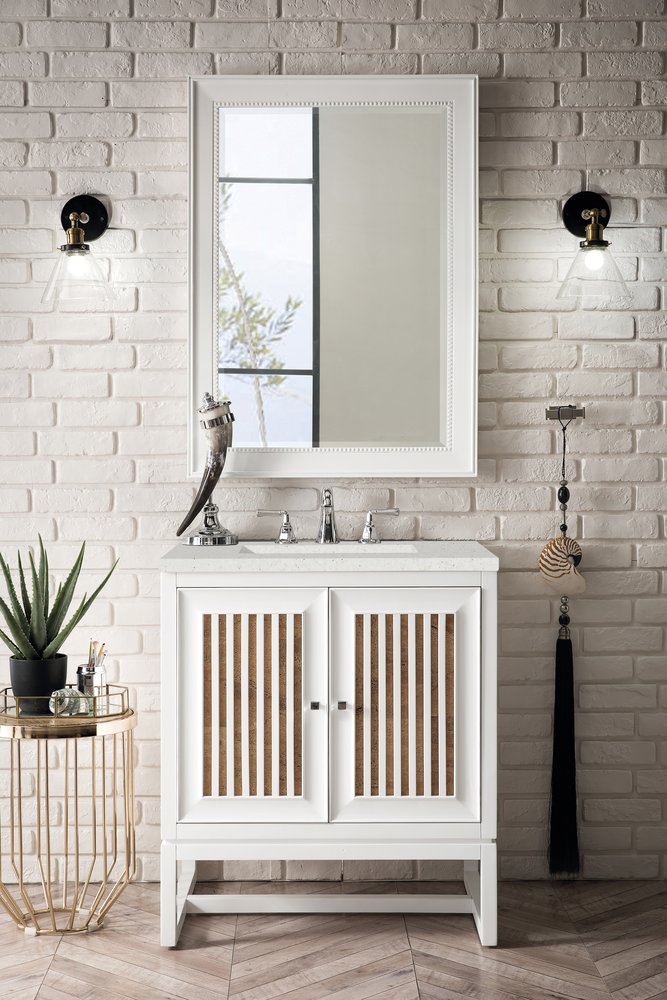 James Martin - Athens 30" Single Vanity, Glossy White w/ 3 CM Lime Delight Silestone Top - E645-V30-GW-3LDL view 3