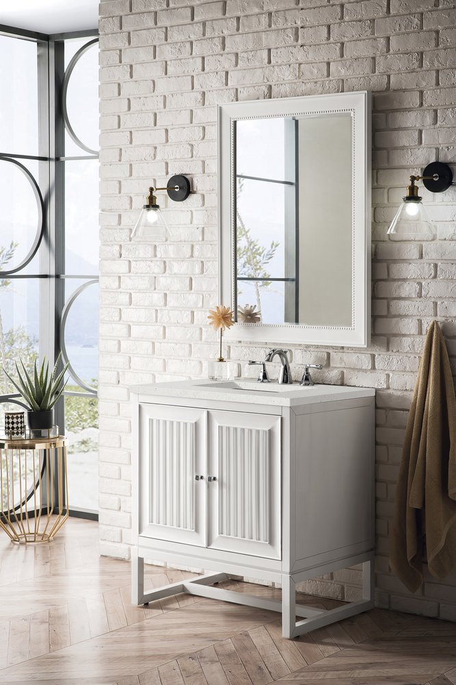 James Martin - Athens 30" Single Vanity, Glossy White w/ 3 CM Lime Delight Silestone Top - E645-V30-GW-3LDL view 4