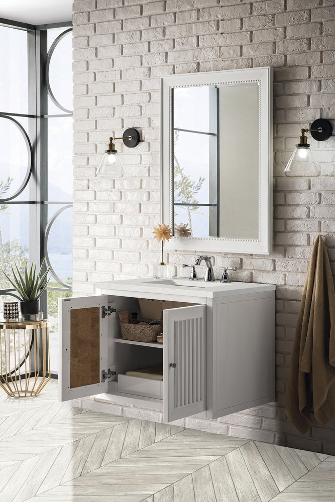 James Martin - Athens 30" Single Vanity, Glossy White w/ 3 CM Lime Delight Silestone Top - E645-V30-GW-3LDL view 7