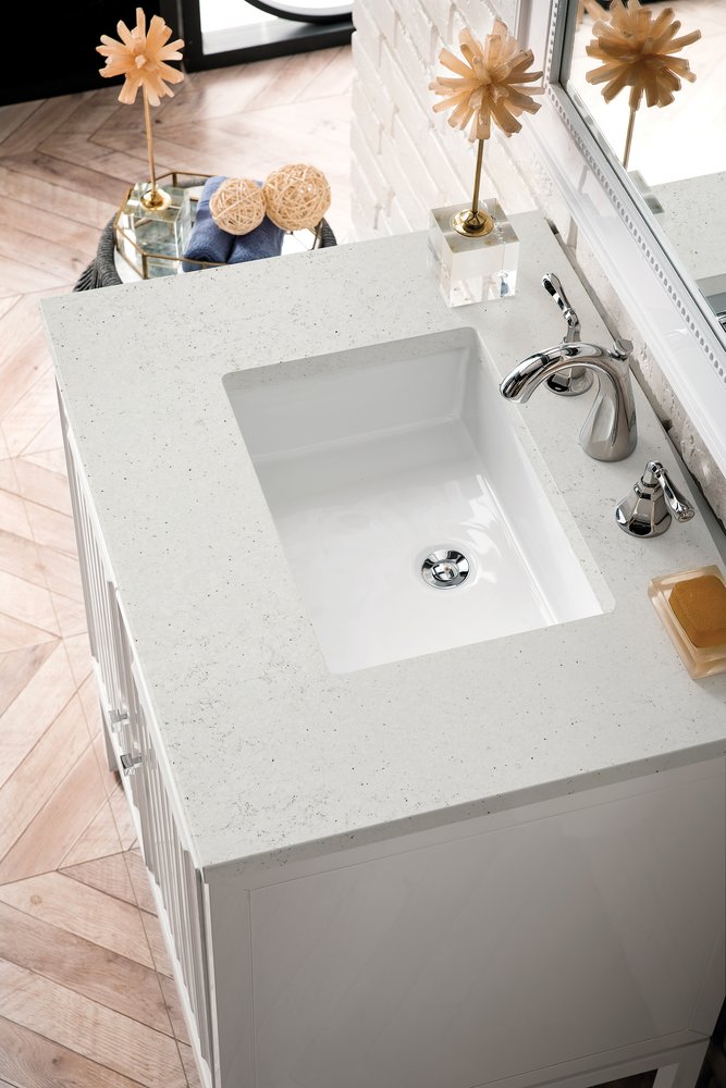 James Martin - Athens 30" Single Vanity, Glossy White w/ 3 CM Lime Delight Silestone Top - E645-V30-GW-3LDL view 8