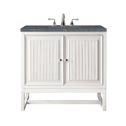 James Martin - Athens 30" Single Vanity, Glossy White w/ 3 CM Parisien Bleu Silestone Top - E645-V30-GW-3PBL view 1