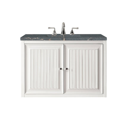 James Martin - Athens 30" Single Vanity, Glossy White w/ 3 CM Parisien Bleu Silestone Top - E645-V30-GW-3PBL view 2