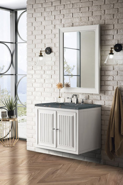 James Martin - Athens 30" Single Vanity, Glossy White w/ 3 CM Parisien Bleu Silestone Top - E645-V30-GW-3PBL view 5