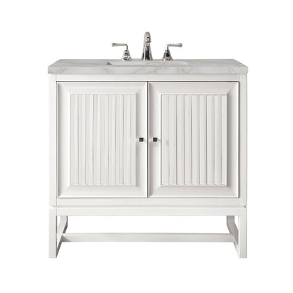 James Martin - Athens 30" Single Vanity, Glossy White w/ 3 CM Victorian Silver Silestone Top - E645-V30-GW-3VSL view 1