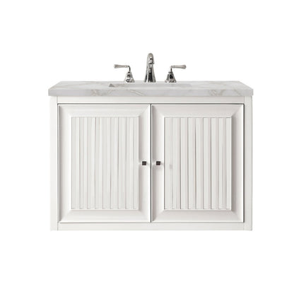 James Martin - Athens 30" Single Vanity, Glossy White w/ 3 CM Victorian Silver Silestone Top - E645-V30-GW-3VSL view 2