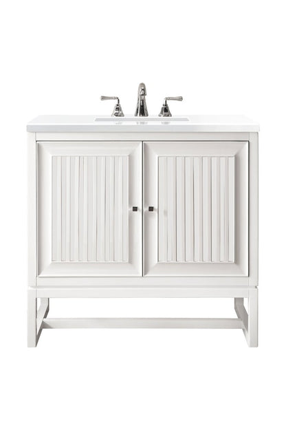 James Martin - Athens 30" Single Vanity, Glossy White w/ 3 CM White Zeus Silestone Top - E645-V30-GW-3WZ view 1