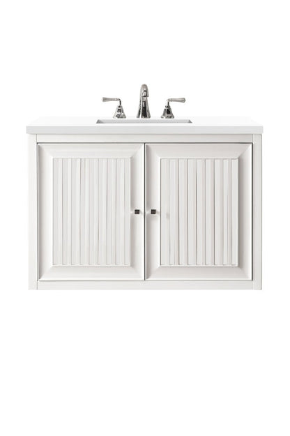 James Martin - Athens 30" Single Vanity, Glossy White w/ 3 CM White Zeus Silestone Top - E645-V30-GW-3WZ view 2