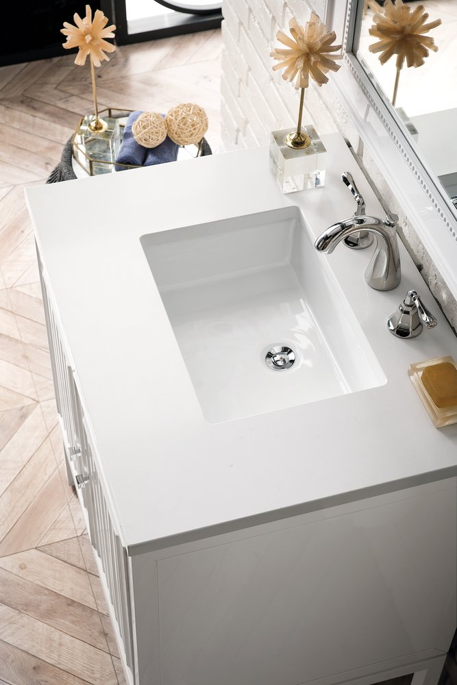 James Martin - Athens 30" Single Vanity, Glossy White w/ 3 CM White Zeus Silestone Top - E645-V30-GW-3WZ view 4