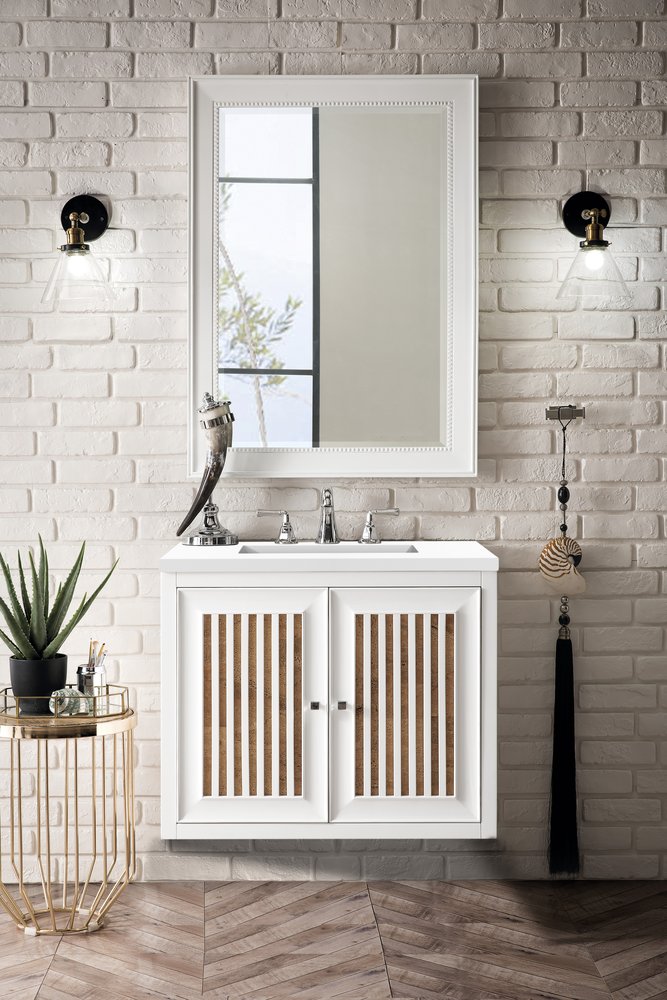 James Martin - Athens 30" Single Vanity, Glossy White w/ 3 CM White Zeus Silestone Top - E645-V30-GW-3WZ view 7