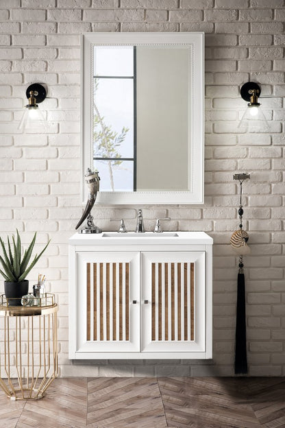 James Martin - Athens 30" Single Vanity, Glossy White w/ 3 CM White Zeus Silestone Top - E645-V30-GW-3WZ view 7