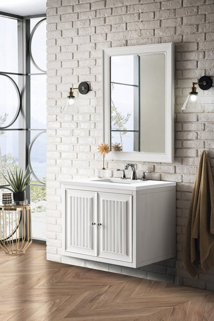 James Martin - Athens 30" Single Vanity, Glossy White w/ 3 CM White Zeus Silestone Top - E645-V30-GW-3WZ view 8