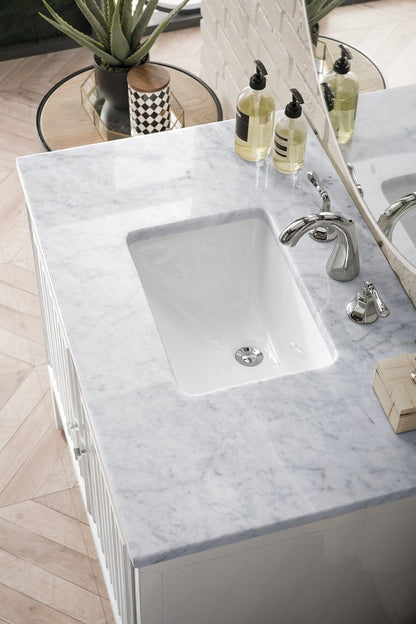 James Martin - Athens 36" Single Vanity, Glossy White w/ 3 CM Carrara White Top - E645-V36-GW-3CAR view 4