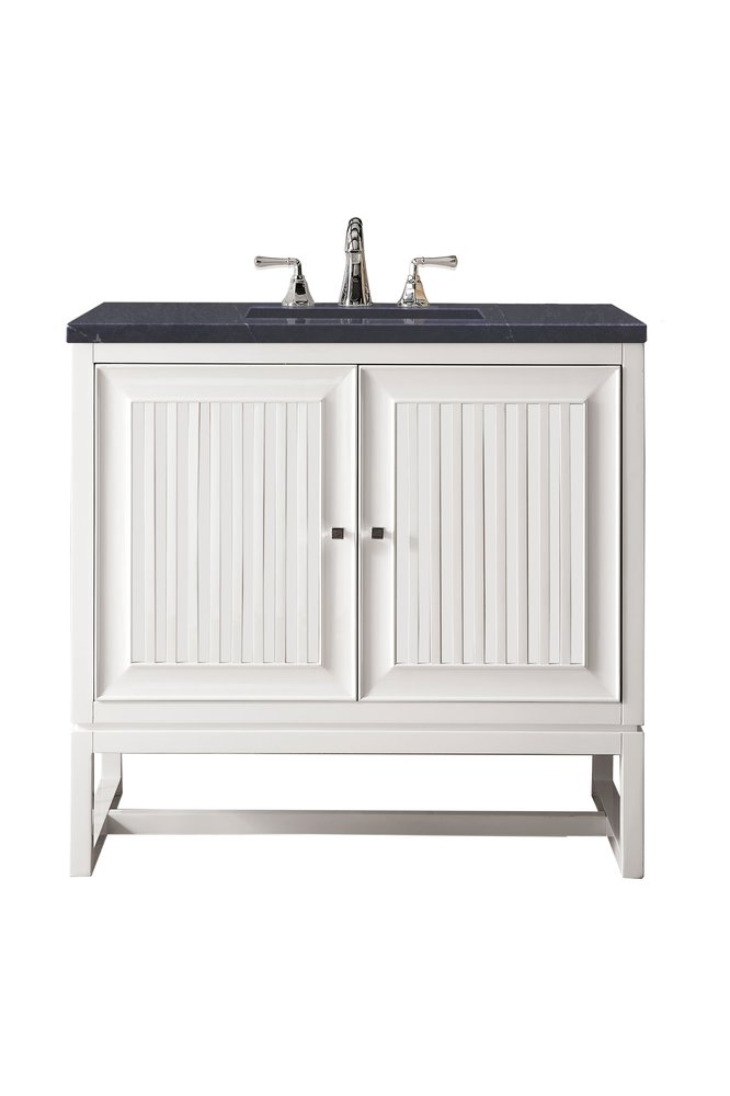 James Martin - Athens 36" Single Vanity, Glossy White w/ 3 CM Charcoal Soapstone Silestone Top - E645-V36-GW-3CSP view 1