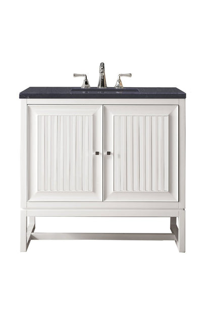 James Martin - Athens 36" Single Vanity, Glossy White w/ 3 CM Charcoal Soapstone Silestone Top - E645-V36-GW-3CSP view 1