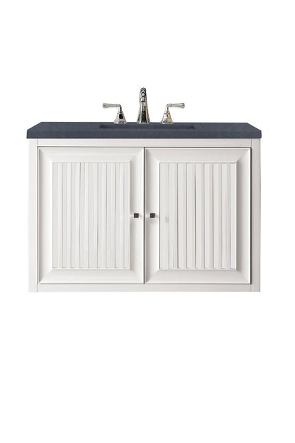 James Martin - Athens 36" Single Vanity, Glossy White w/ 3 CM Charcoal Soapstone Silestone Top - E645-V36-GW-3CSP view 2
