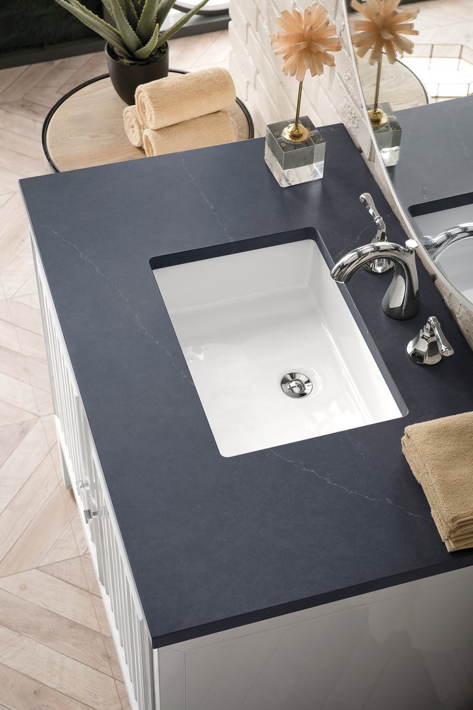 James Martin - Athens 36" Single Vanity, Glossy White w/ 3 CM Charcoal Soapstone Silestone Top - E645-V36-GW-3CSP view 4
