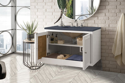 James Martin - Athens 36" Single Vanity, Glossy White w/ 3 CM Charcoal Soapstone Silestone Top - E645-V36-GW-3CSP view 9