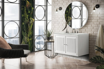 James Martin - Athens 36" Single Vanity, Glossy White w/ 3 CM Eternal Jasmine Pearl Silestone Top - E645-V36-GW-3EJP view 8