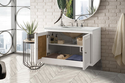 James Martin - Athens 36" Single Vanity, Glossy White w/ 3 CM Eternal Jasmine Pearl Silestone Top - E645-V36-GW-3EJP view 9