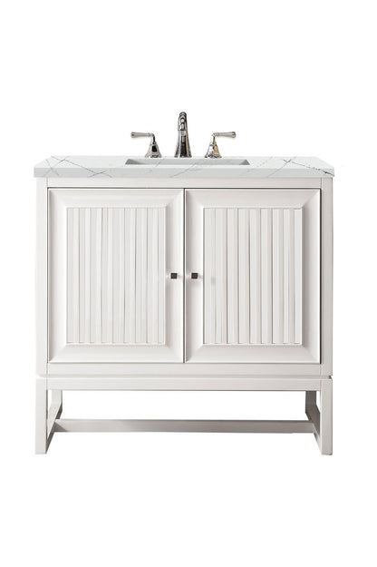 James Martin - Athens 36" Single Vanity, Glossy White w/ 3 CM Ethereal Noctis Top - E645-V36-GW-3ENC view 1