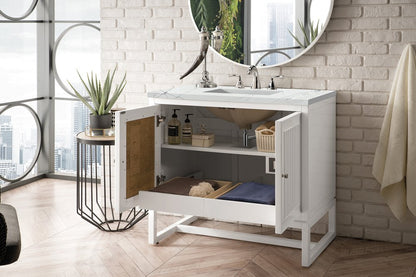 James Martin - Athens 36" Single Vanity, Glossy White w/ 3 CM Ethereal Noctis Top - E645-V36-GW-3ENC view 4