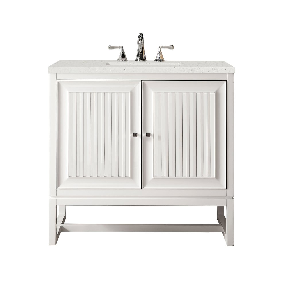 James Martin - Athens 36" Single Vanity, Glossy White w/ 3 CM Lime Delight Silestone Top - E645-V36-GW-3LDL view 1