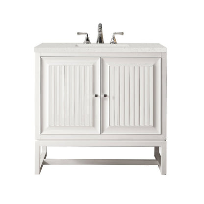 James Martin - Athens 36" Single Vanity, Glossy White w/ 3 CM Lime Delight Silestone Top - E645-V36-GW-3LDL view 1