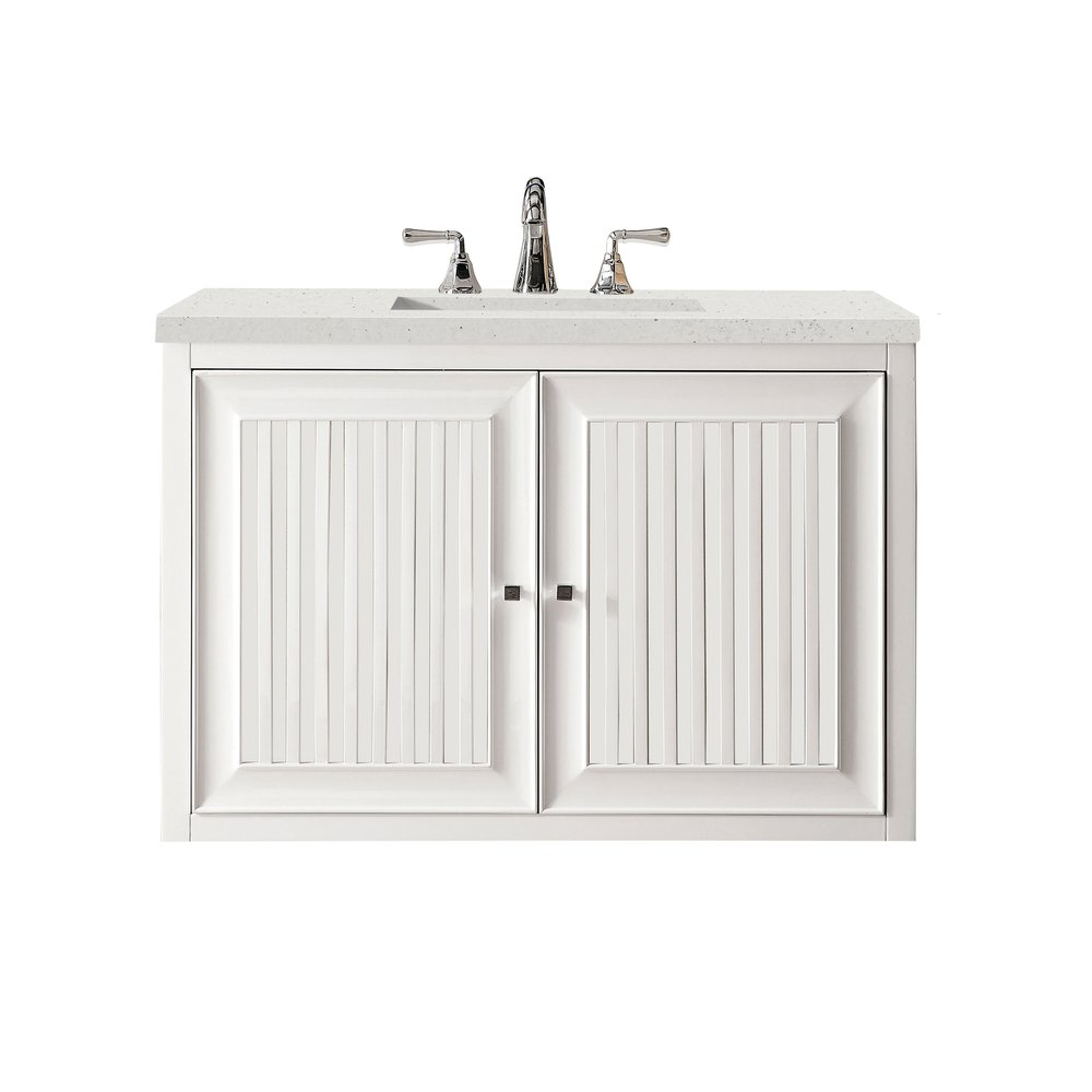 James Martin - Athens 36" Single Vanity, Glossy White w/ 3 CM Lime Delight Silestone Top - E645-V36-GW-3LDL view 2