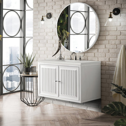 James Martin - Athens 36" Single Vanity, Glossy White w/ 3 CM Lime Delight Silestone Top - E645-V36-GW-3LDL view 5