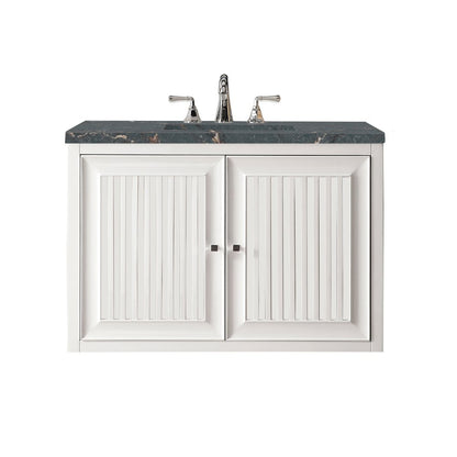 James Martin - Athens 36" Single Vanity, Glossy White w/ 3 CM Parisien Bleu Silestone Top - E645-V36-GW-3PBL view 2