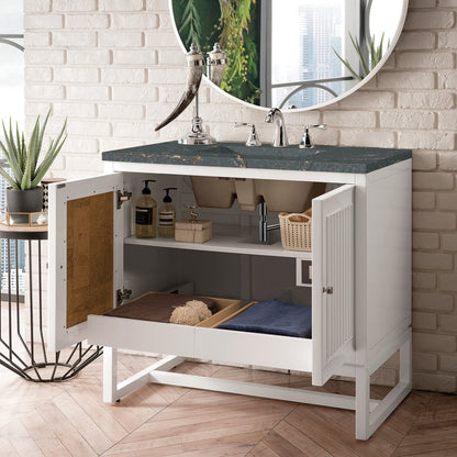 James Martin - Athens 36" Single Vanity, Glossy White w/ 3 CM Parisien Bleu Silestone Top - E645-V36-GW-3PBL view 6