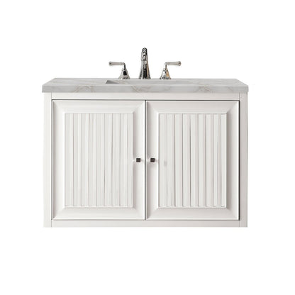 James Martin - Athens 36" Single Vanity, Glossy White w/ 3 CM Victorian Silver Silestone Top - E645-V36-GW-3VSL view 2