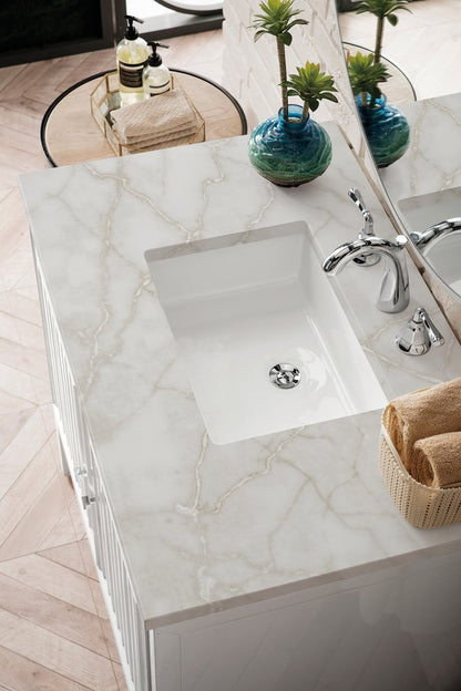 James Martin - Athens 36" Single Vanity, Glossy White w/ 3 CM Victorian Silver Silestone Top - E645-V36-GW-3VSL view 8