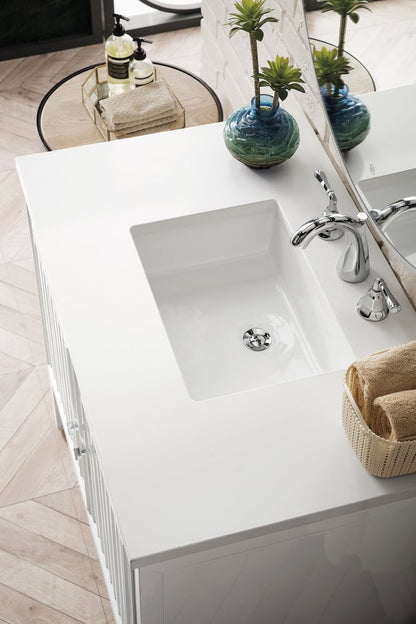 James Martin - Athens 36" Single Vanity, Glossy White w/ 3 CM White Zeus Silestone Top - E645-V36-GW-3WZ view 6