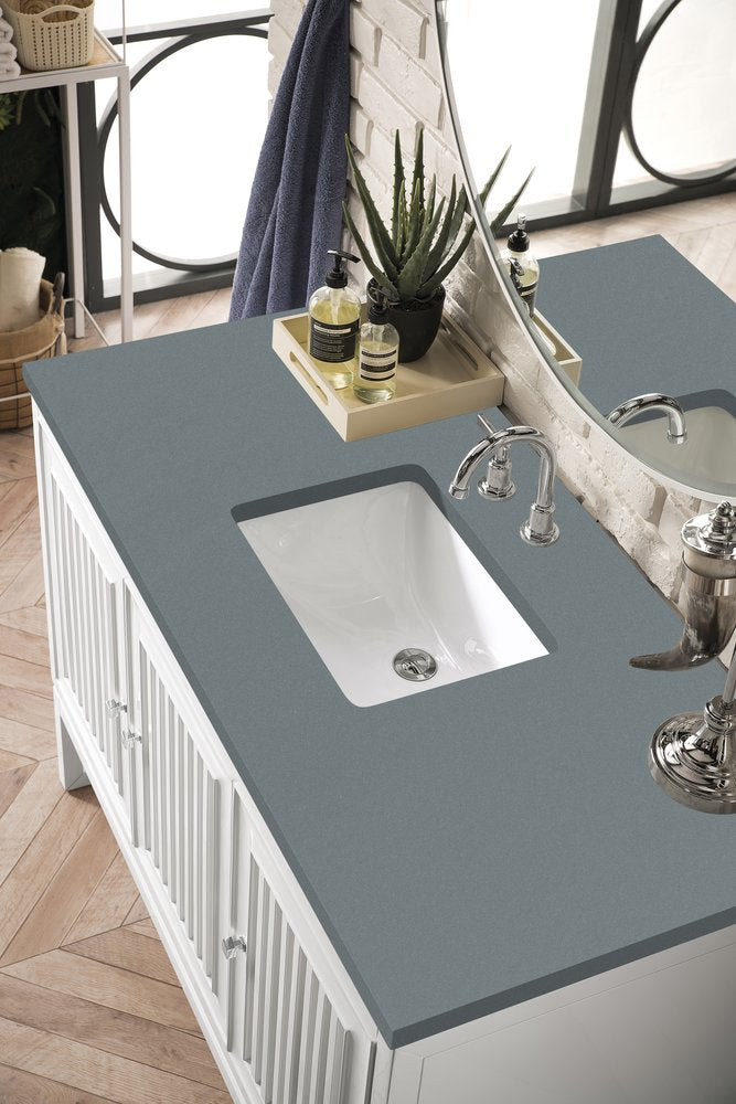 James Martin - Athens 48" Single Vanity, Glossy White w/ 3 CM Cala Blue Top - E645-V48-GW-3CBL view 3