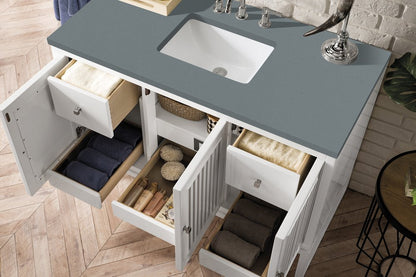 James Martin - Athens 48" Single Vanity, Glossy White w/ 3 CM Cala Blue Top - E645-V48-GW-3CBL view 4