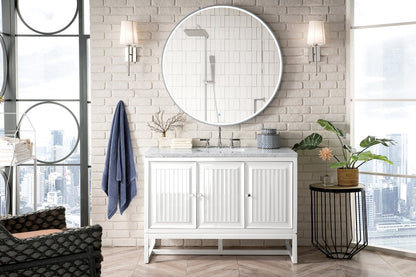 James Martin - Athens 48" Single Vanity, Glossy White w/ 3 CM Carrara White Top - E645-V48-GW-3CAR view 3