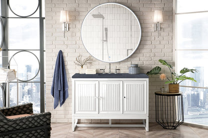 James Martin - Athens 48" Single Vanity, Glossy White w/ 3 CM Charcoal Soapstone Silestone Top - E645-V48-GW-3CSP view 3
