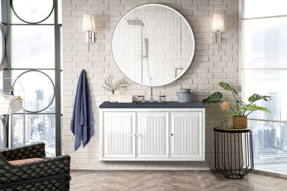 James Martin - Athens 48" Single Vanity, Glossy White w/ 3 CM Charcoal Soapstone Silestone Top - E645-V48-GW-3CSP view 6