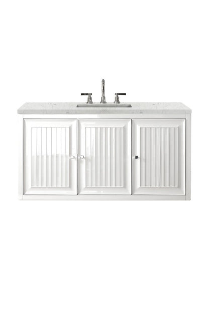 James Martin - Athens 48" Single Vanity, Glossy White w/ 3 CM Eternal Jasmine Pearl Silestone Top - E645-V48-GW-3EJP view 2