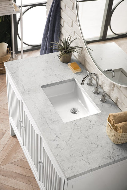 James Martin - Athens 48" Single Vanity, Glossy White w/ 3 CM Eternal Jasmine Pearl Silestone Top - E645-V48-GW-3EJP view 4