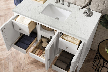 James Martin - Athens 48" Single Vanity, Glossy White w/ 3 CM Eternal Jasmine Pearl Silestone Top - E645-V48-GW-3EJP view 5