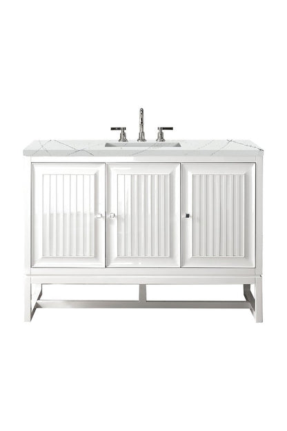 James Martin - Athens 48" Single Vanity, Glossy White w/ 3 CM Ethereal Noctis Top - E645-V48-GW-3ENC view 1
