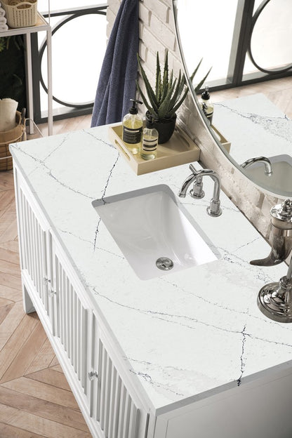James Martin - Athens 48" Single Vanity, Glossy White w/ 3 CM Ethereal Noctis Top - E645-V48-GW-3ENC view 3